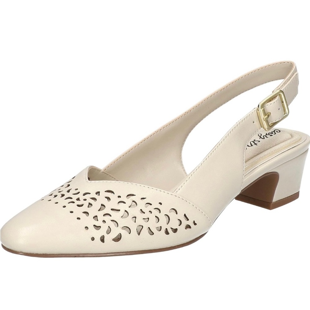 Easy Street Women’s Shoes Closed Toe Block Heel Pumps, Sz#7.5 Bone Sofie New